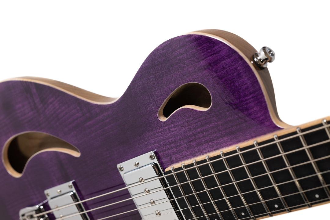 Nina_Guitar_Lavender_fields_of_Provence_Glossy_Close_up_Front_2_De_Leeuw_Guitars_Paris_Made_in_France_Luthier_Guitar_Maker_France_Neck_Through_Manche_Traversant