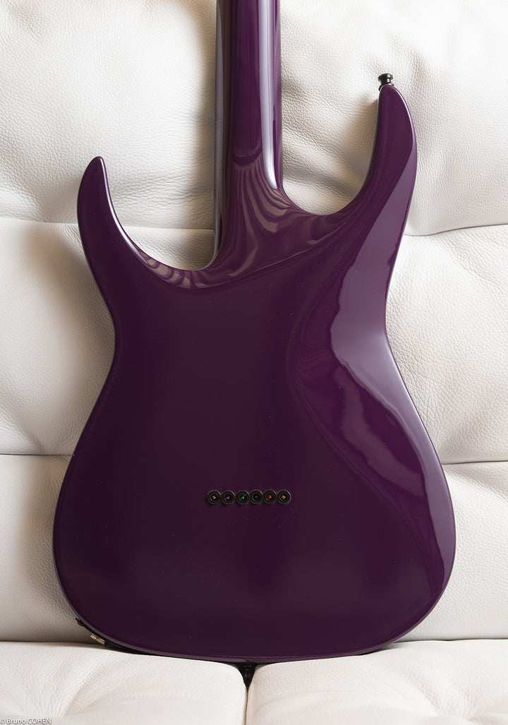 Superstrat_purple_life_custom_shop_back_close_up_De_Leeuw_Guitars_Paris_Made_in_France_Luthier_Guitar_Maker_France_Neck_Through_Manche_Traversant