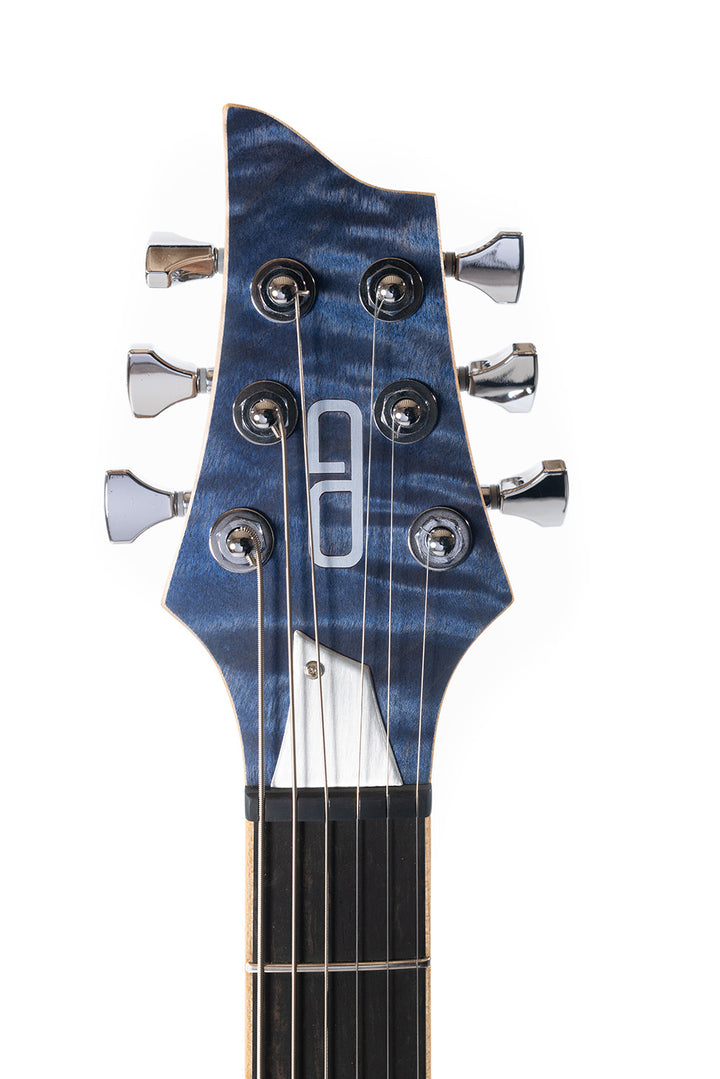 Nina_Guitar_Deep_Blue_close_up_head_front_De_Leeuw_Guitars_Paris_Made_in_France_Luthier_Guitar_Maker_France_Neck_Through_Manche_Traversant