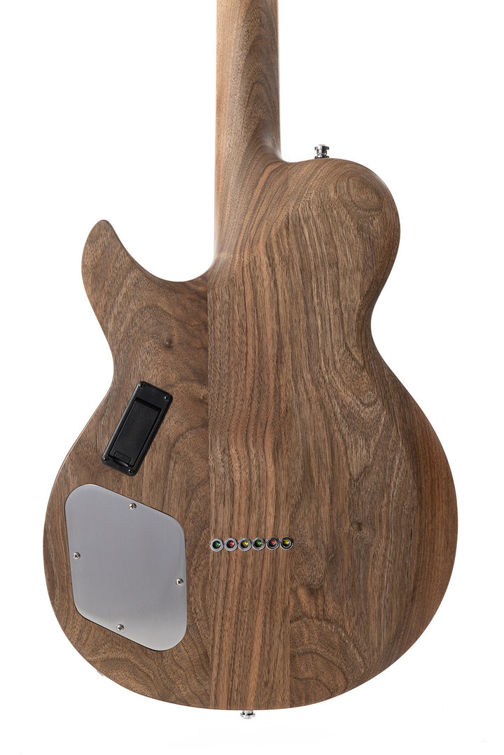 Nina_Guitar_walnut_natural_curly_maple_back_close_up_De_Leeuw_Guitars_Paris_Made_in_France_Luthier_Guitar_Maker_France_Neck_Through_Manche_Traversant