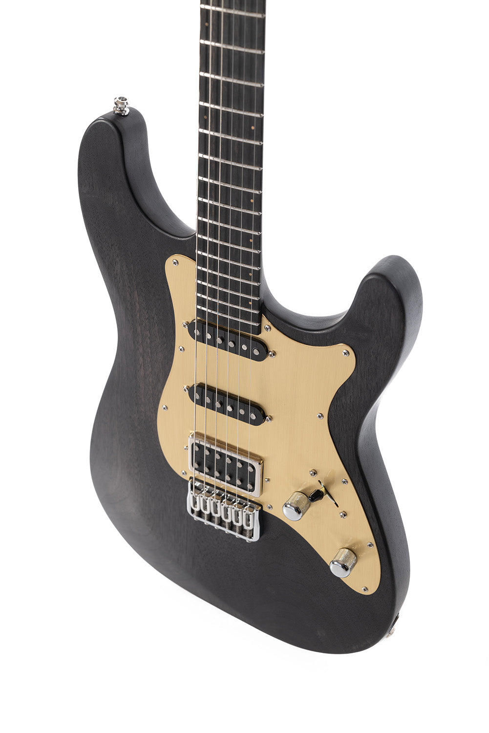 ST_Full_Walnut_Black_Bird_Front_close_up_side_De_Leeuw_Guitars_Paris_Made_in_France_Luthier_Guitar_Maker_France_Neck_Through_Manche_Traversant
