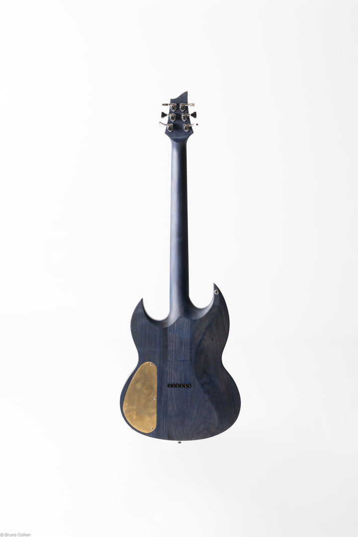 SY Classy Deep Blue de dos - Guitare à manche traversant de la marque de lutherie française De Leeuw Guitars. Guitare Made in France - Guitar Made in France