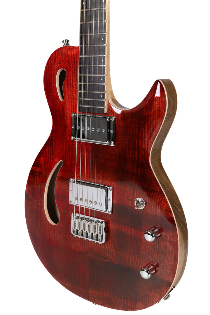     Nina_Guitar_French_Strawberry_Glossy_Varnish_Close_up_side_1_De_Leeuw_Guitars_Paris_Made_in_France_Luthier_Guitar_Maker_France_Neck_Through_Manche_Traversant