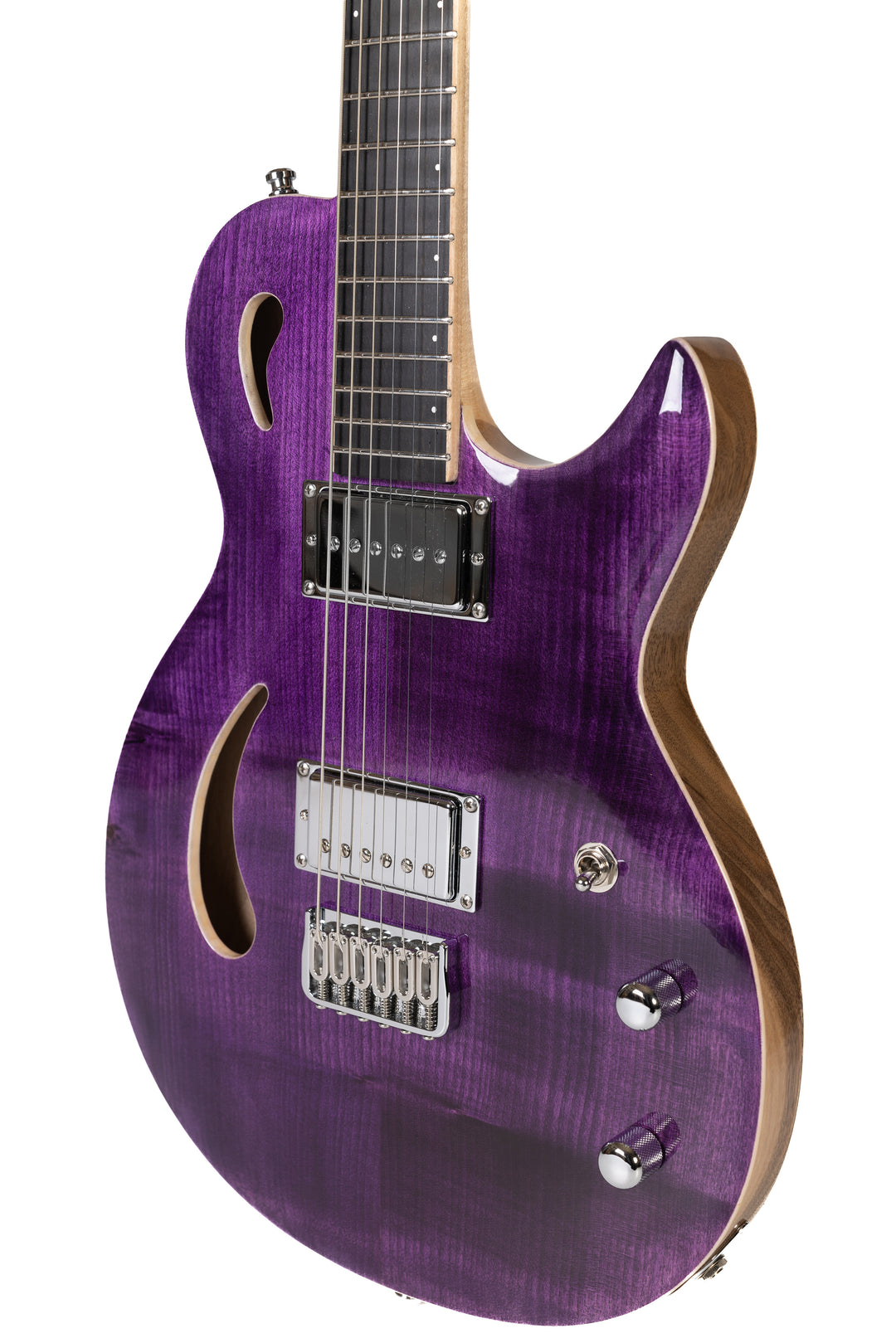      Nina_Guitar_Lavender_fields_of_Provence_Glossy_Close_up_side_1_De_Leeuw_Guitars_Paris_Made_in_France_Luthier_Guitar_Maker_France_Neck_Through_Manche_Traversant