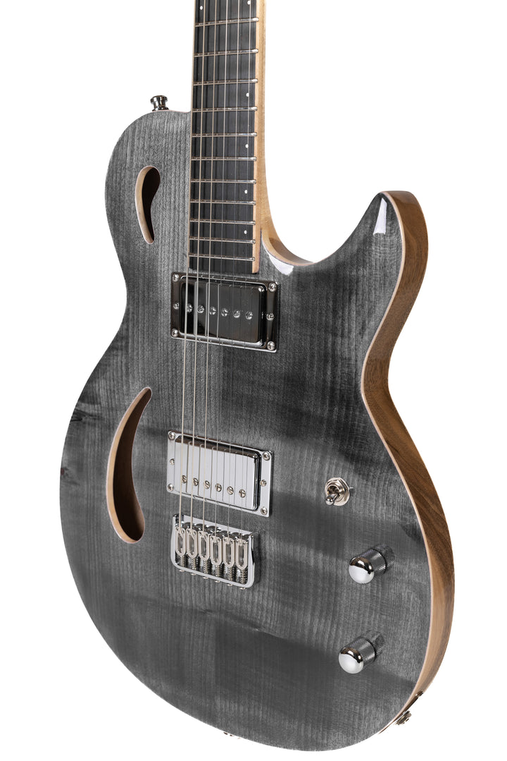     Nina_Guitar_Parisian_Gray_Glossy_Varnish_Close_up_side_1_De_Leeuw_Guitars_Paris_Made_in_France_Luthier_Guitar_Maker_France_Neck_Through_Manche_Traversant