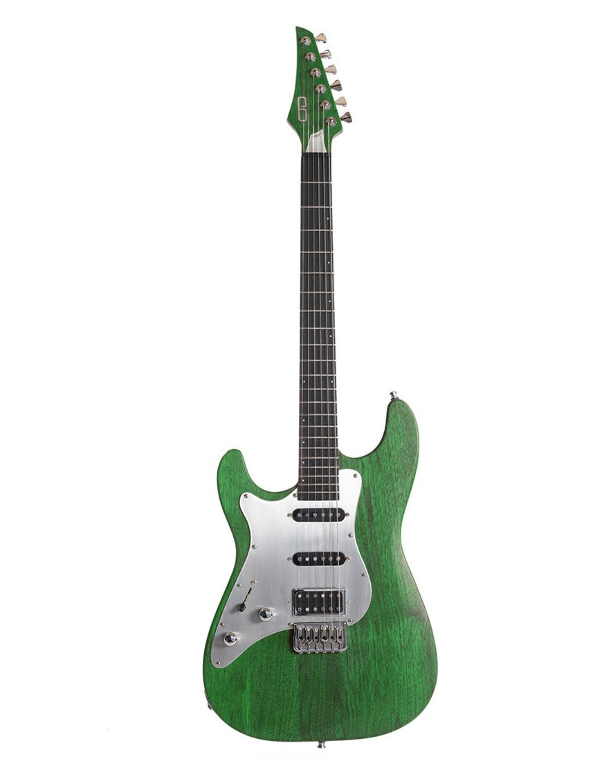 ST_Full_Walnut_Green_Iguana_Front_left_handed_De_Leeuw_Guitars_Paris_Made_in_France_Luthier_Guitar_Maker_France_Neck_Through_Manche_Traversant