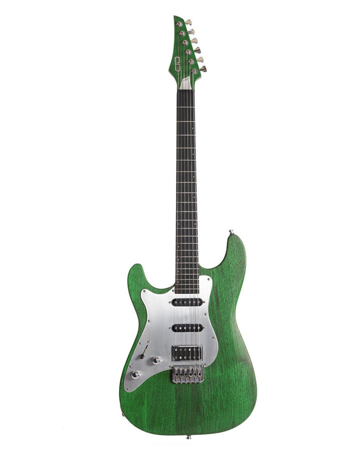 ST_Full_Walnut_Green_Iguana_Front_left_handed_De_Leeuw_Guitars_Paris_Made_in_France_Luthier_Guitar_Maker_France_Neck_Through_Manche_Traversant