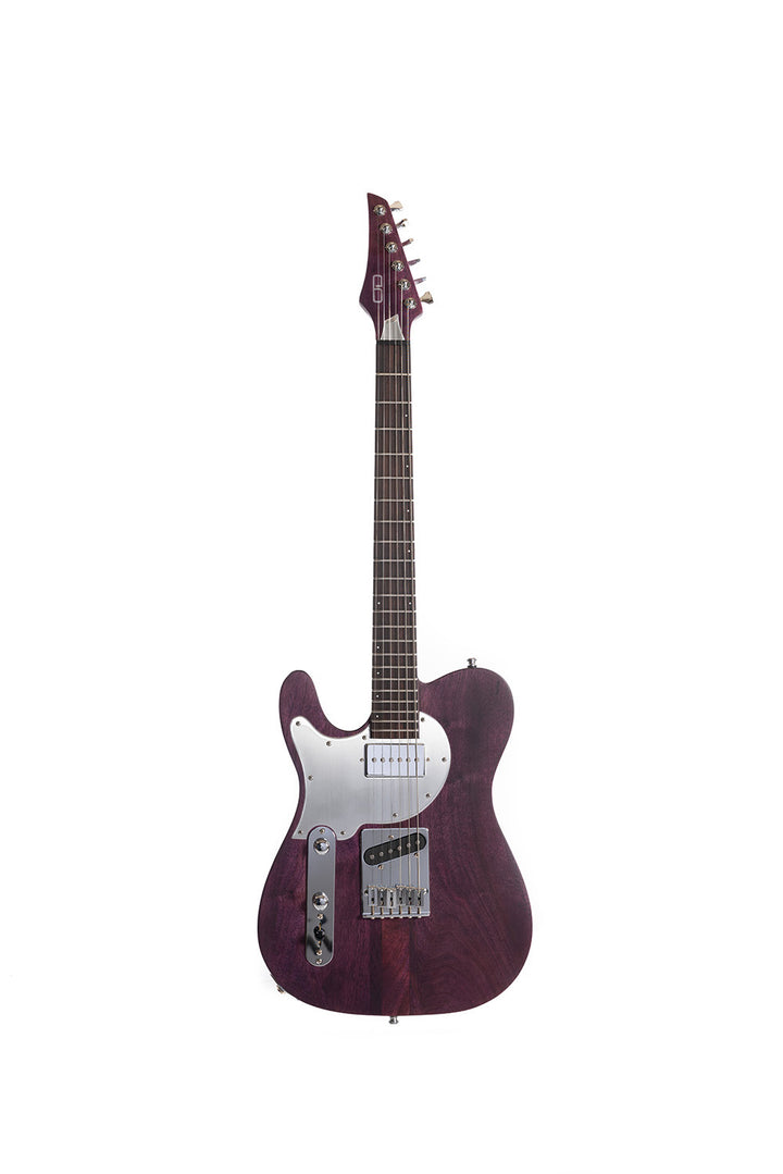 TC_Walnut_Lavender_fields_of_Provence_front_left_handed_De_Leeuw_Guitars_Paris_Made_in_France_Luthier_Guitar_Maker_France_Neck_Through_Manche_Traversant